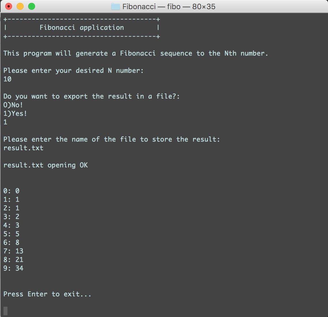 Fibonacci sequence generator