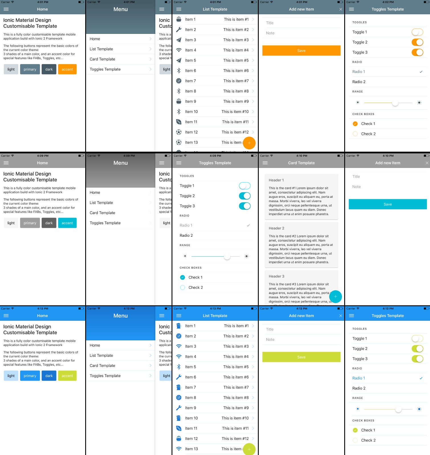 Ionic 2 Customisable Template