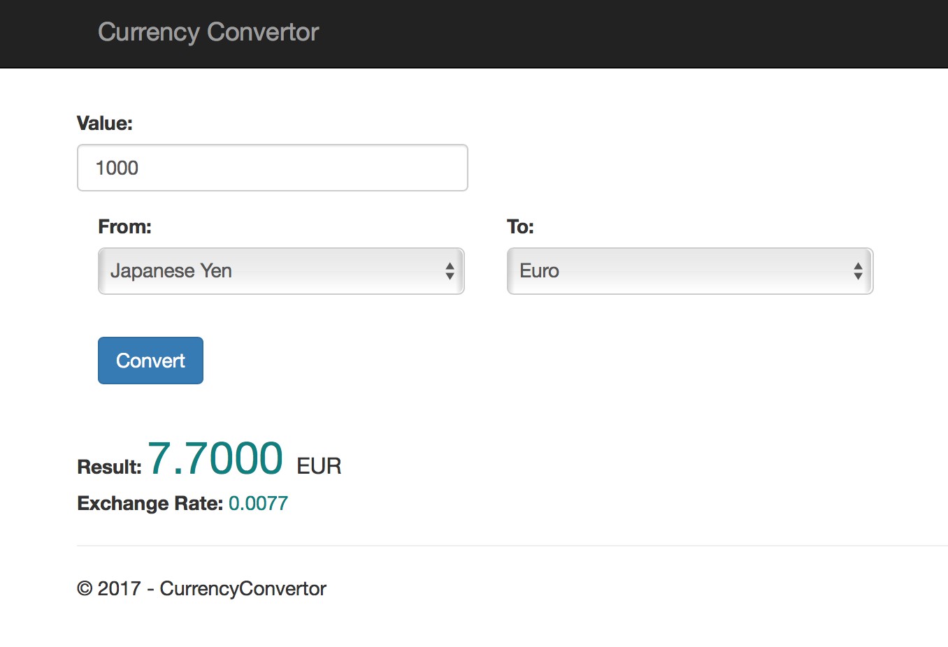 .NET Core Currency Convertor