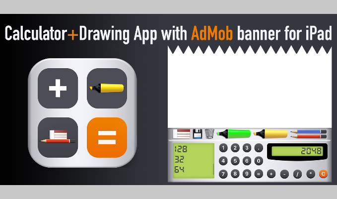 Calculator Drawing App with AdMob banner for iPad