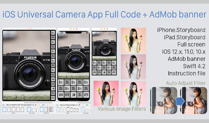 iOS Universal Camera App Full Code for iPhone and iPad AdMob banner