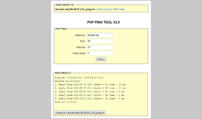 PHP Ping tool v2