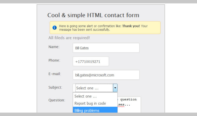 Cool simple HTML contact form