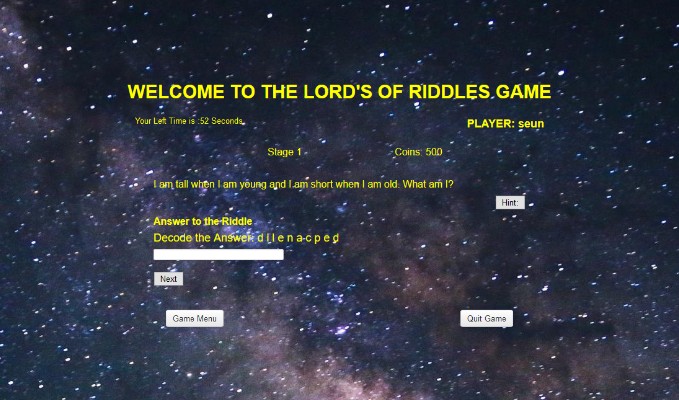 Lord of Riddles Game