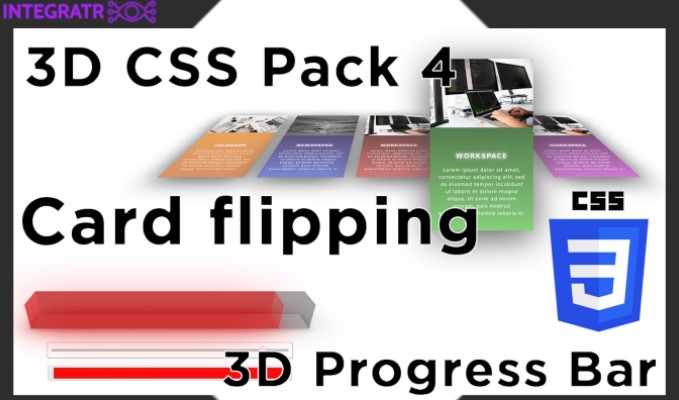 3D CSS Pack 4 Animation Cards Progress Bar