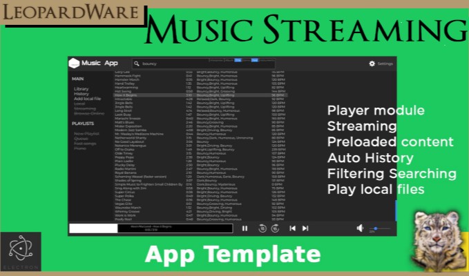 Music Player Streaming Desktop App Template