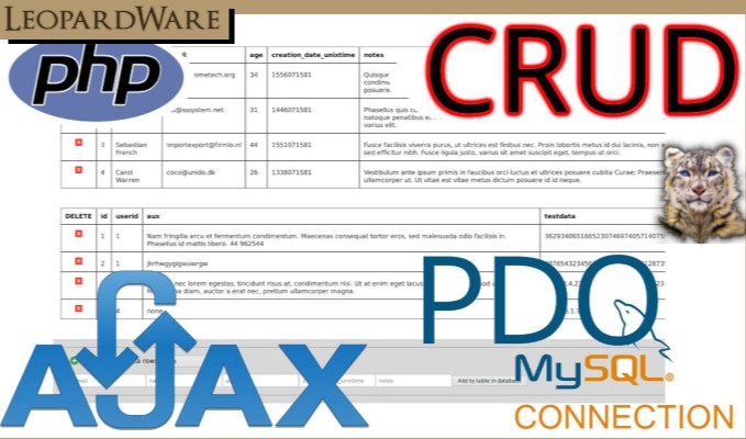 PHP PDO for database CRUD with ajax interface and frontend