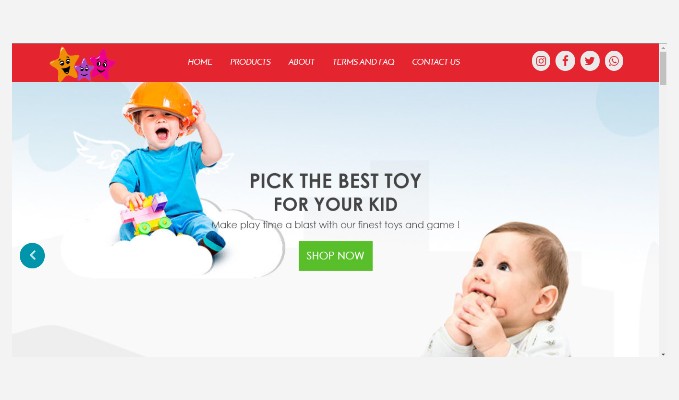 Main Page for toy website