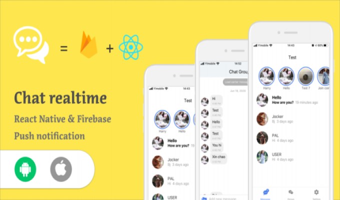 React Native Chat Realtime and push notification firebase