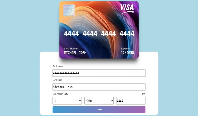 Creative Credit Card Form Pure Javascript ES6