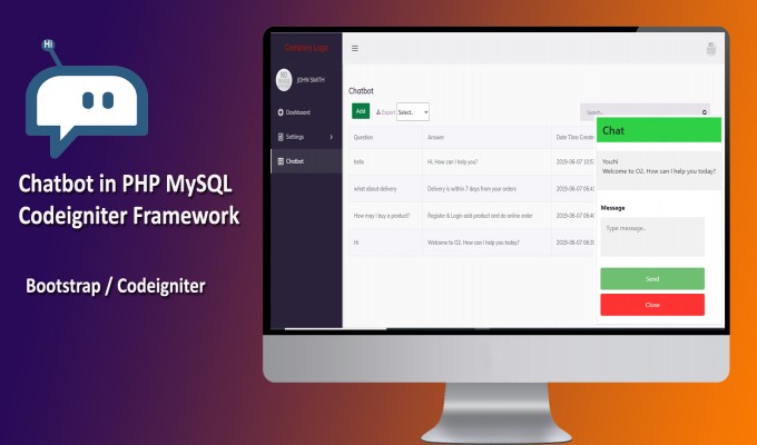 Chatbot in PHP MySQL Codeigniter Framework