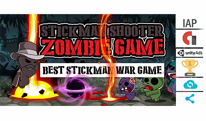 Stickman Shooter Zombie Game Unity Template