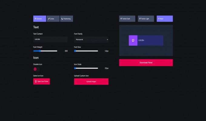 Twitch Panels Maker App React