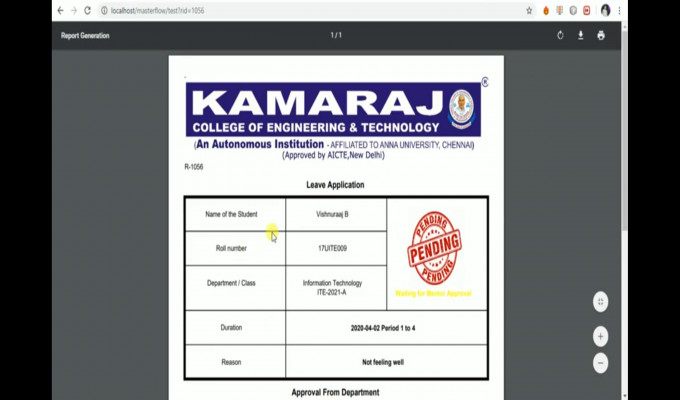 LEAVE WORKFLOW Automation for College Management