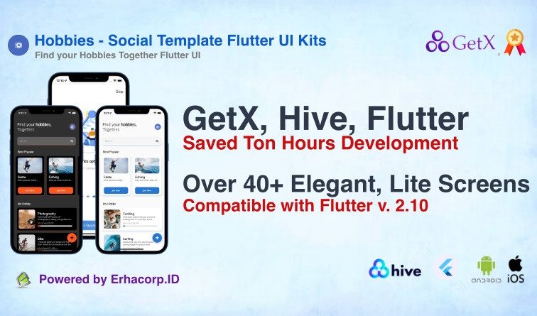 Hobbies Social Template Flutter v 2 10 UI Kits with GetX Hive