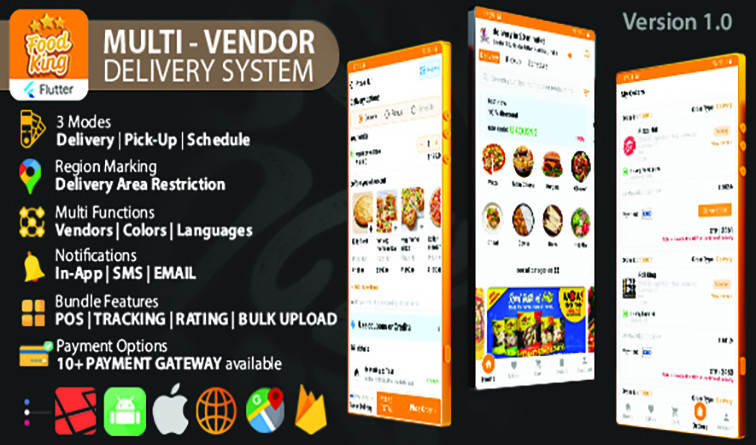 DeliveryKing Multi Vendor Food Delivery App with Back End