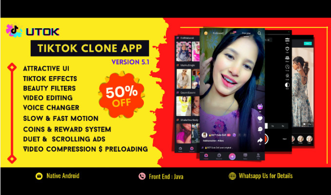 Tiktok Clone App Source Code with Video Editor Tiktok Effects and Filters