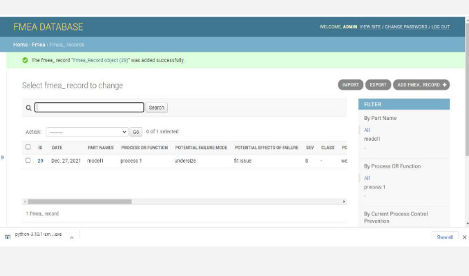 FMEA database