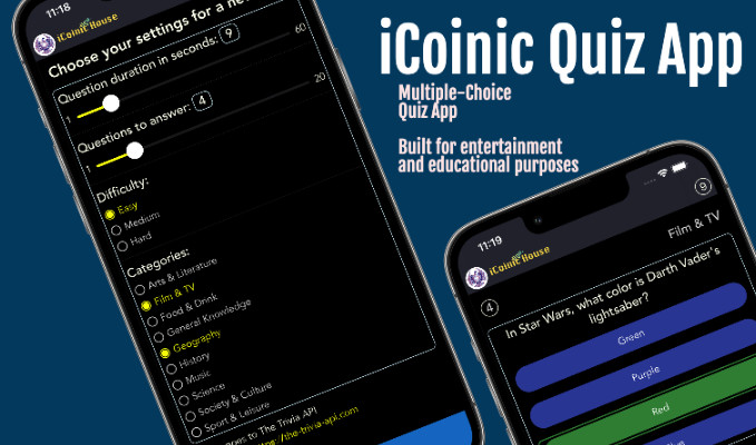 iCoinic Quiz App for Multiple Choice Quiz Challenge