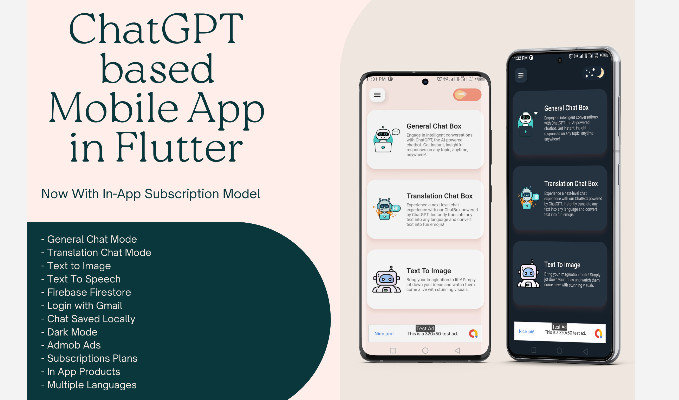 ChatGPT based Flutter Mobile App for Android and IOS with Text Chat Image Generation and firebase