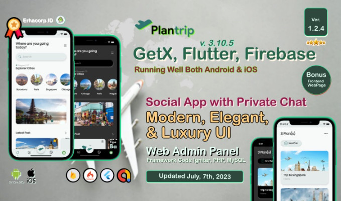 PlanTrip Social Travel Flutter Full App with Chat Web Admin Panel Google Admob