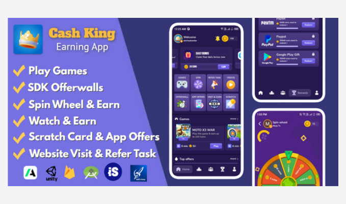 Cash King Android Earning App with Admin Panel