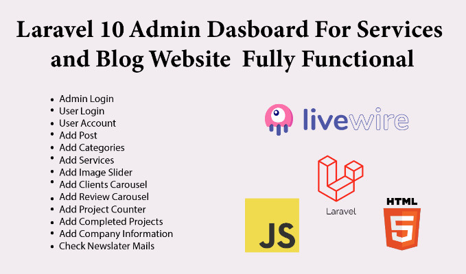 Laravel 10 Admin Dashboard for Blog and Services Websites Fully Functional