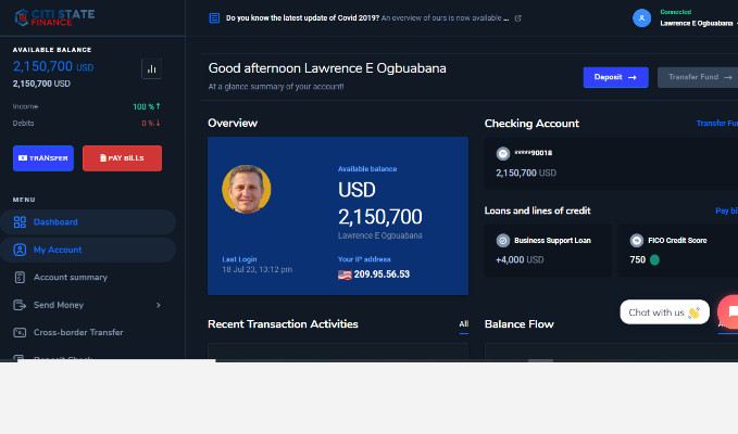 CitI State finance Online banking System Simulation