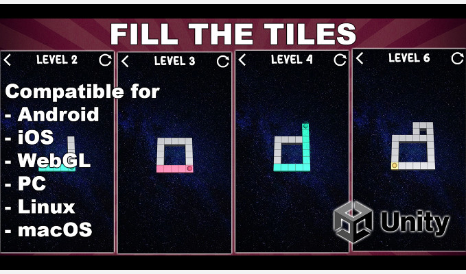 Fill The Tiles Unity Puzzle Game Source Code