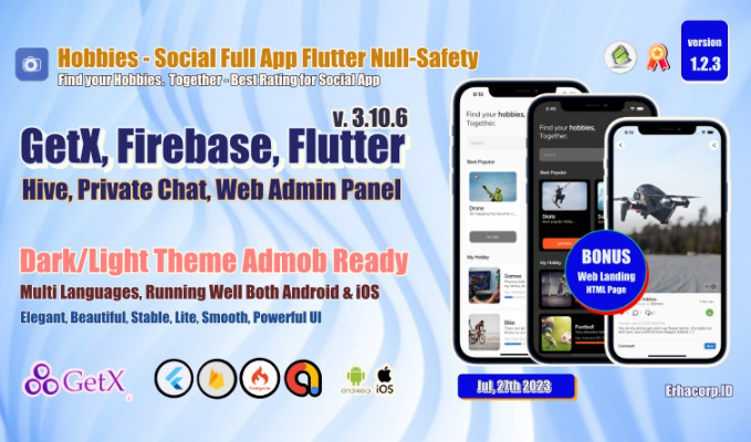 Hobbies Social Full Flutter App With Chat Web Admin Panel GetX Hive