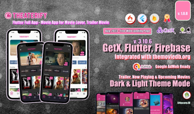 Theaterify Movie Flutter Full App with API Backend GetX TMDB