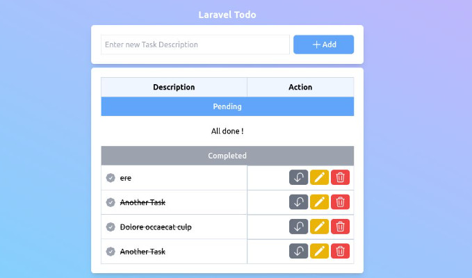 Simple Laravel Todo App using Tailwind CSS