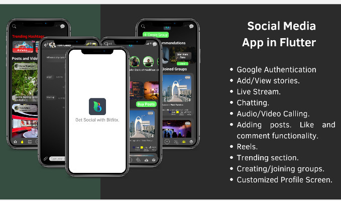 Social Media App in Flutter BitFitx