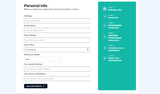 Job On Boarding Multi step Form