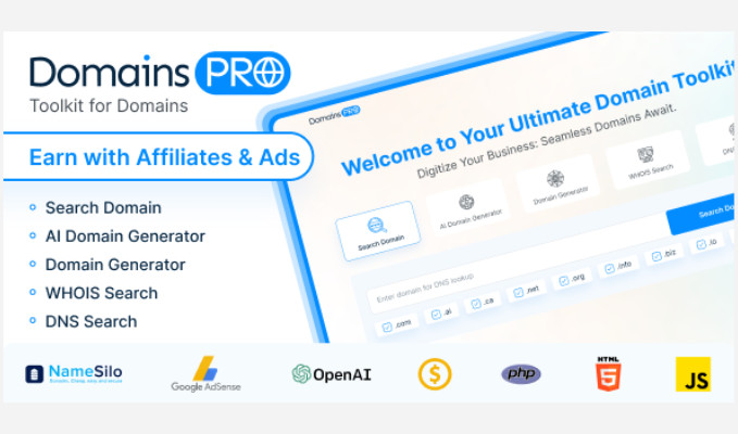 DomainsPRO The Ultimate AI Powered Domain Generation Solution Complete Toolkits with Affiliate