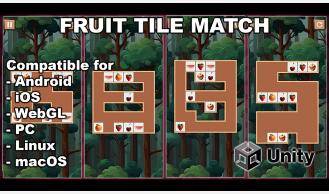 Fruit Tile Match Unity Puzzle Game puzznic