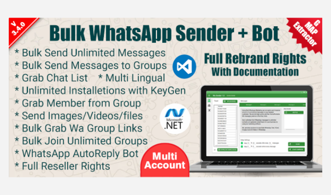 Whatsapp Bulk SMS Sender software with full source code