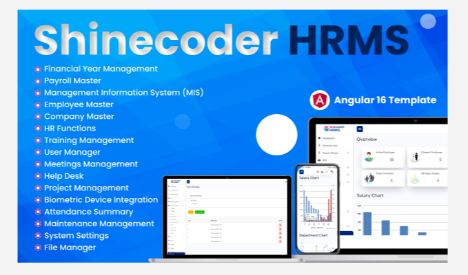 Responsive Angular HRMS Dashboard for Efficient HR Management